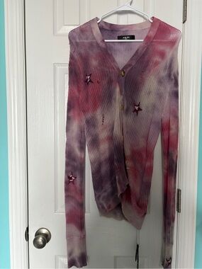 AMIRI Pink & Purple Tie-Dye Star Appliqué Cardigan